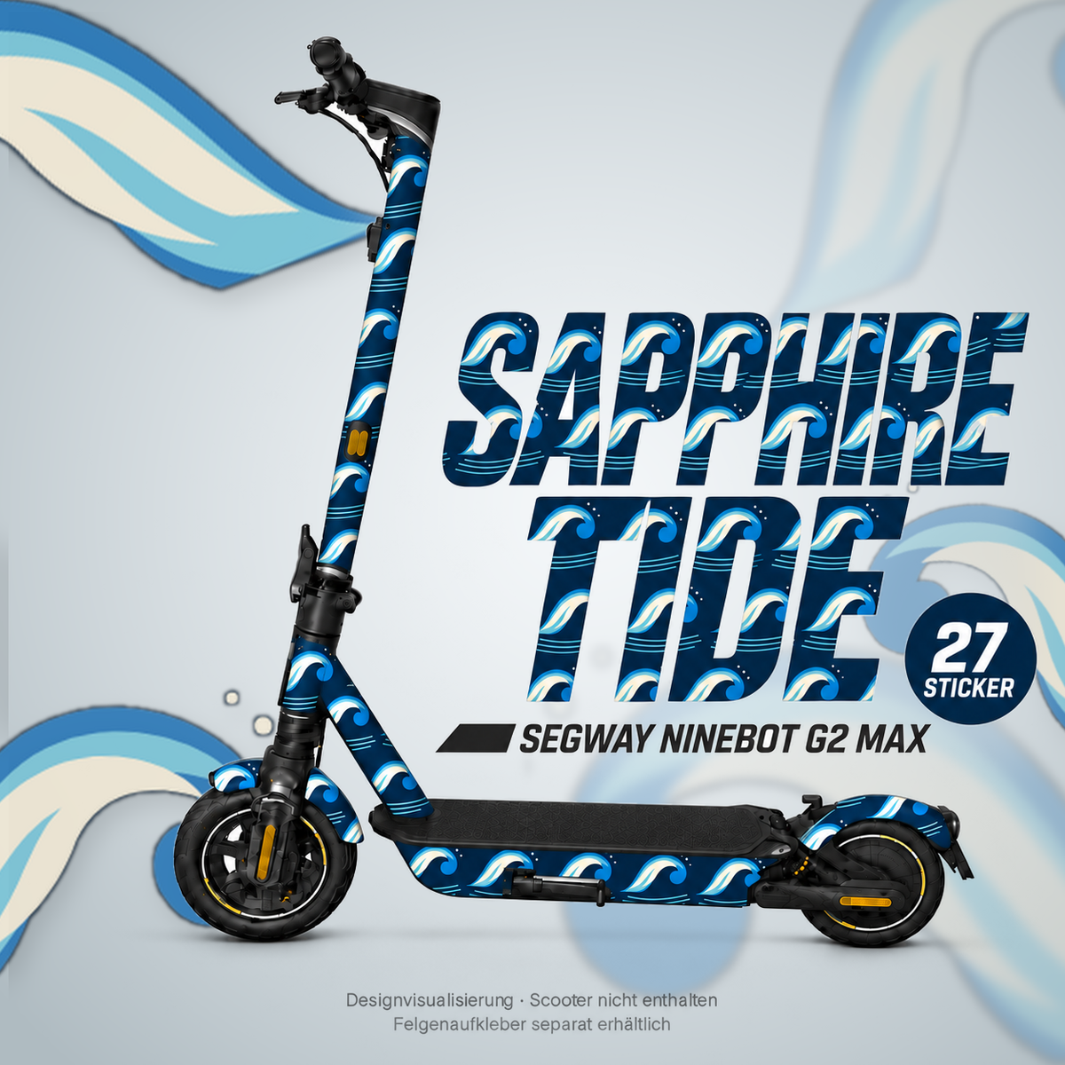 SAPPHIRE TIDE Skin für Segway Ninebot MAX G2. Felgenaufkleber separat erhältlich.