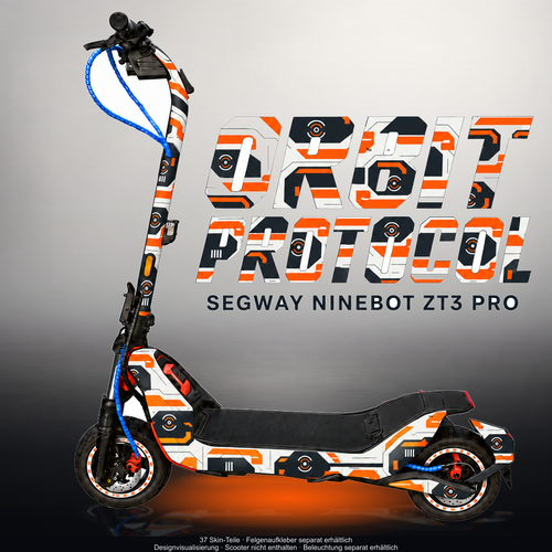 SEGWAY NINEBOT ZT3 PRO / ZT3 PRO D SKIN | ORBIT PROTOCOL – Designvisualisierung im Studio-Look mit Licht in der Skinfarbe; Scooter nicht enthalten, Beleuchtung separat erhältlich