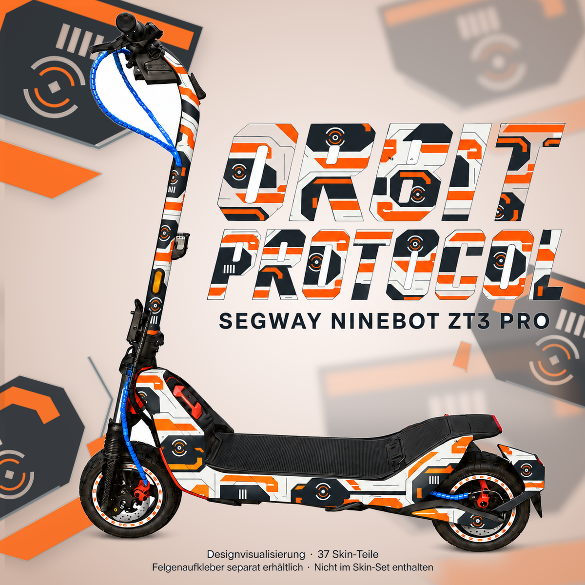 ORBIT PROTOCOL Skin für Segway Ninebot ZT3 Pro. Felgenaufkleber separat erhältlich.