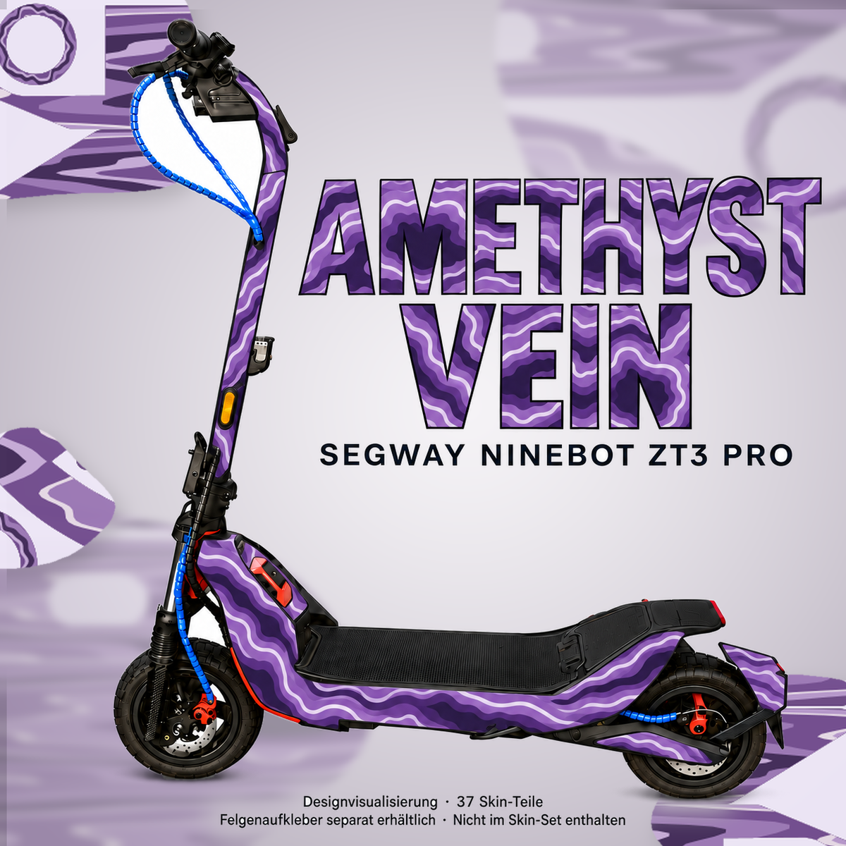 AMETHYST VEIN Skin für Segway Ninebot ZT3 Pro. Felgenaufkleber separat erhältlich.