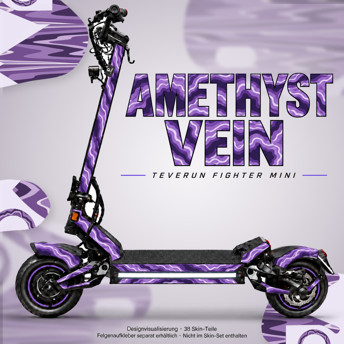 AMETHYST VEIN Skin für Teverun Fighter Mini. Felgenaufkleber separat erhältlich.