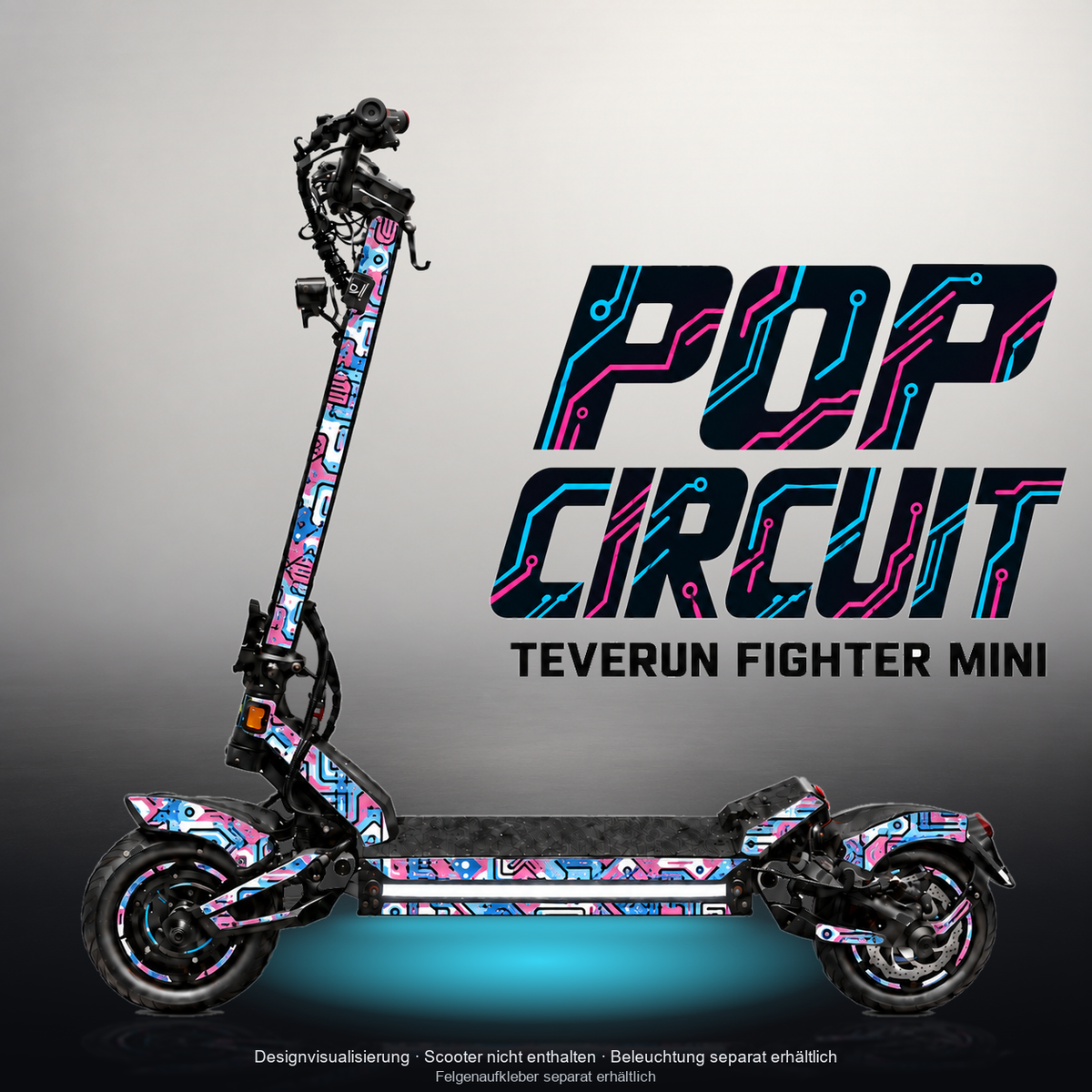 TEVERUN FIGHTER MINI / PRO SKIN | POP CIRCUIT – Studiofoto mit Licht in der Skinfarbe; Scooter und Beleuchtung separat erhältlich