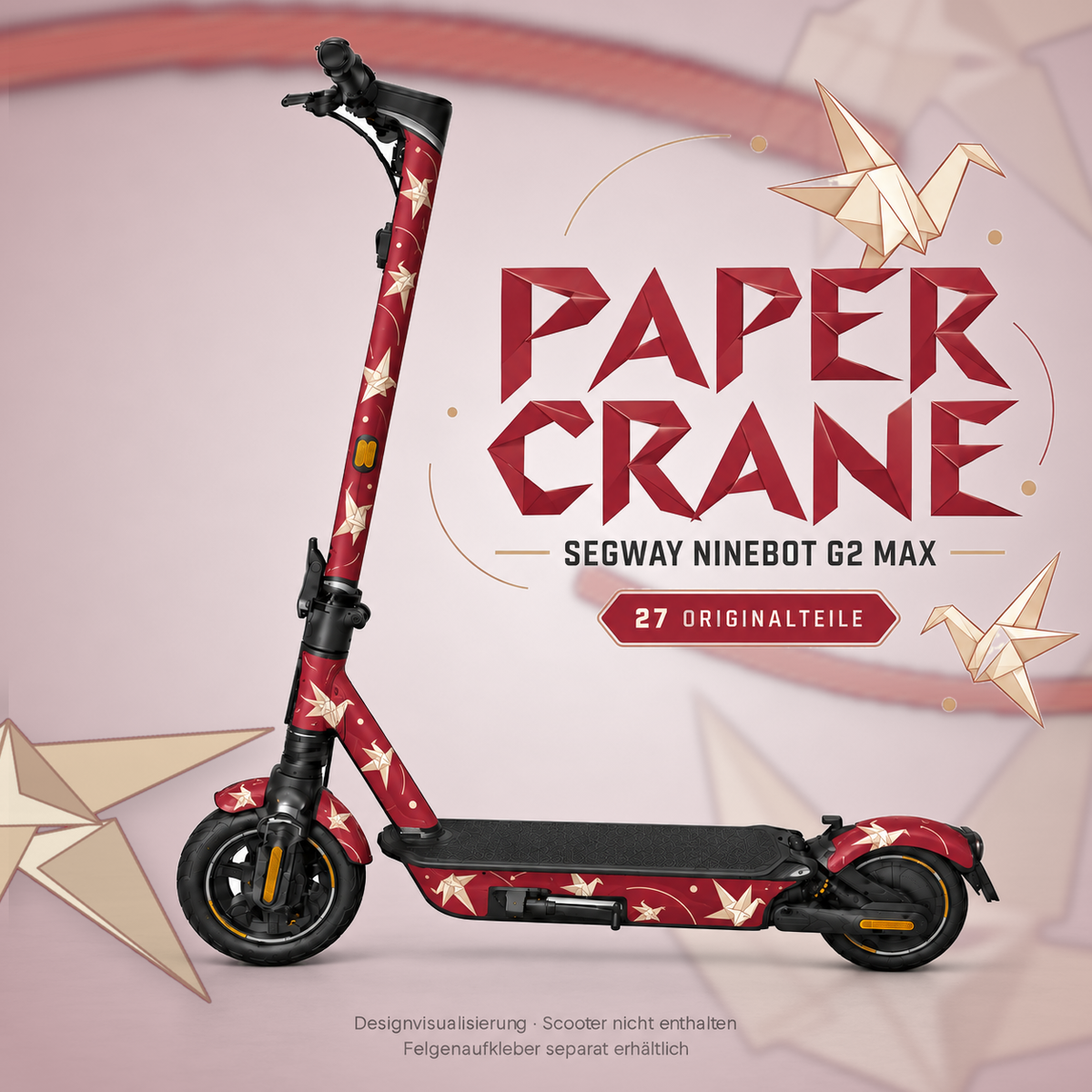PAPER CRANE Skin für Segway Ninebot MAX G2. Felgenaufkleber separat erhältlich.