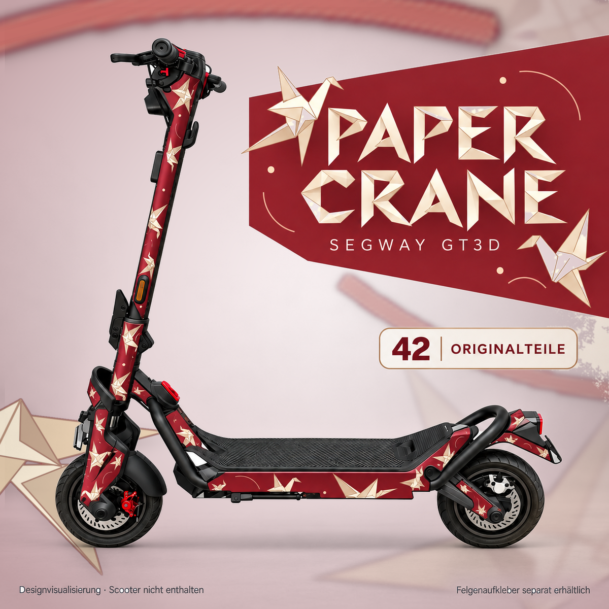 PAPER CRANE Skin für Segway GT3D. Felgenaufkleber separat erhältlich.