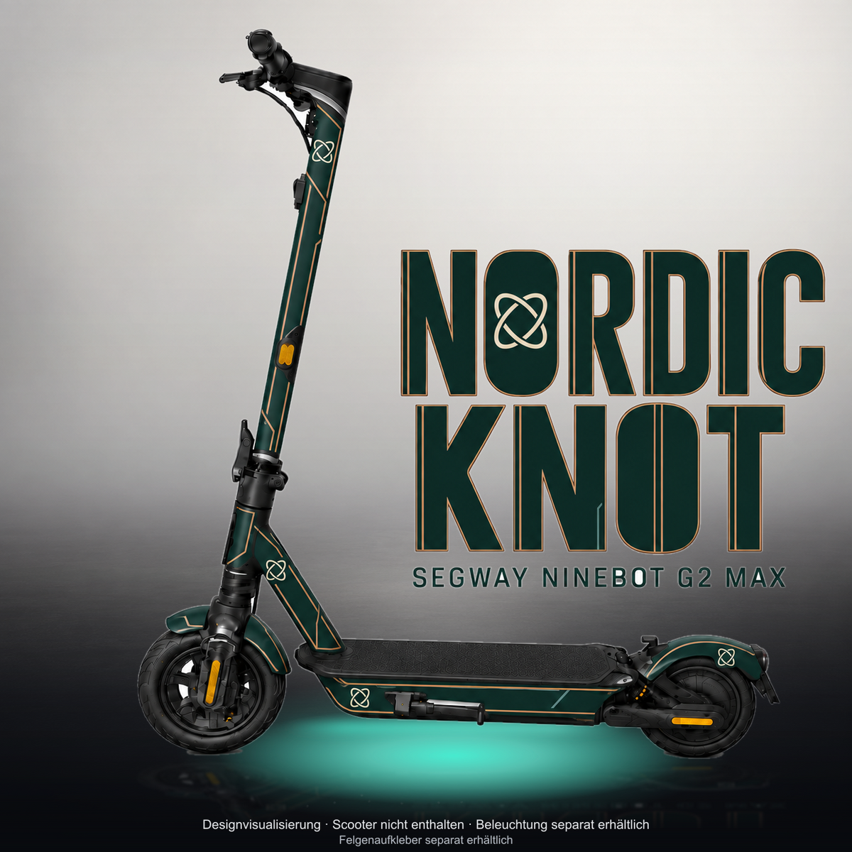 SEGWAY NINEBOT G2 MAX SKIN | NORDIC KNOT – Studiofoto mit Licht in der Skinfarbe; Scooter und Beleuchtung separat erhältlich