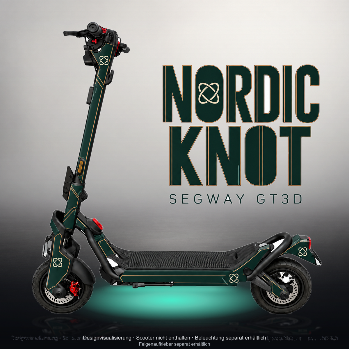 SEGWAY NINEBOT GT3 SKIN | NORDIC KNOT – Studiofoto mit Licht in der Skinfarbe; Scooter und Beleuchtung separat erhältlich