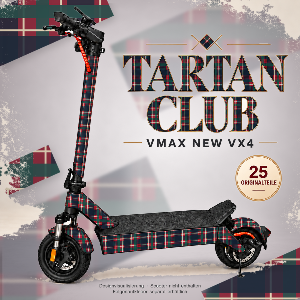 TARTAN CLUB Skin für VMAX NEW VX4. Felgenaufkleber separat erhältlich.
