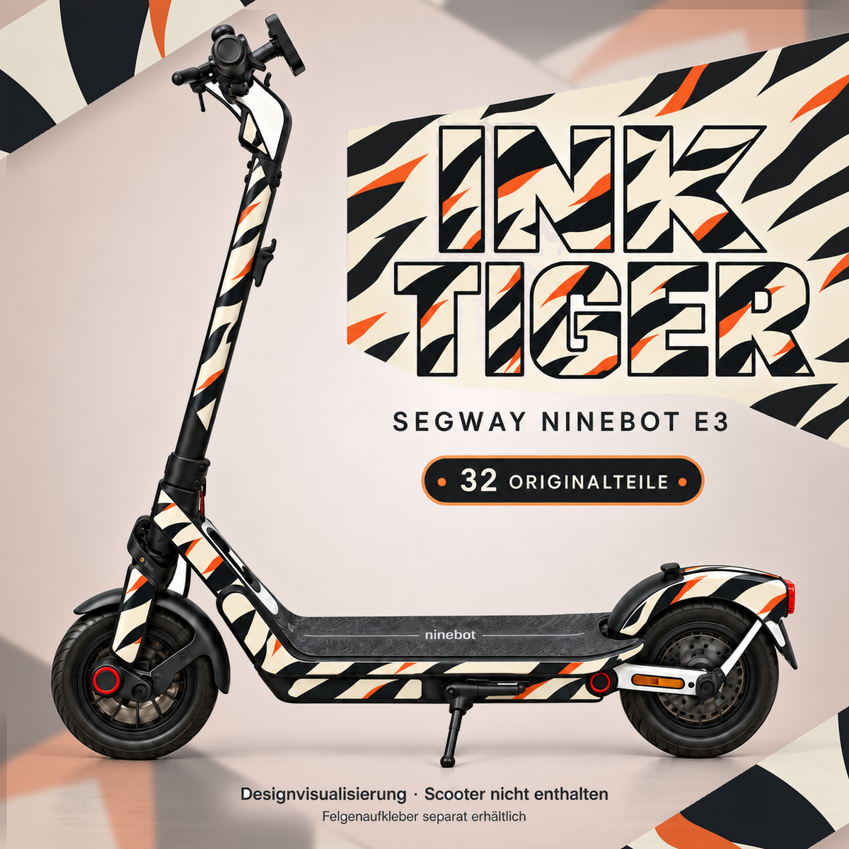INK TIGER Skin für Segway Ninebot E3. Felgenaufkleber separat erhältlich.