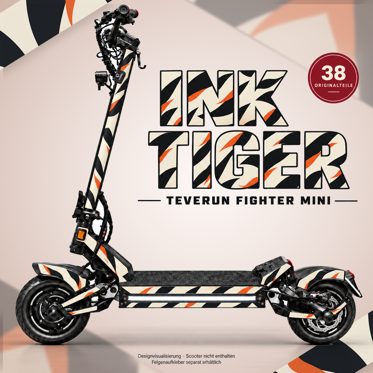 INK TIGER Skin für Teverun Fighter Mini. Felgenaufkleber separat erhältlich.