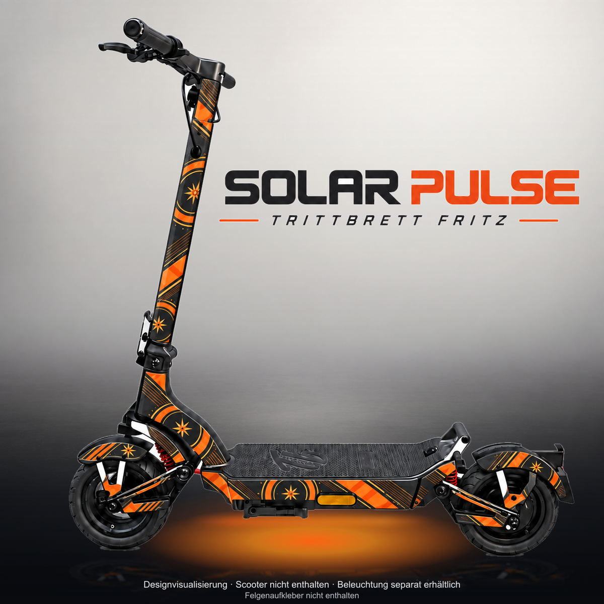 TRITTBRETT FRITZ SKIN | SOLAR PULSE – Studiofoto mit Licht in der Skinfarbe; Scooter und Beleuchtung separat erhältlich