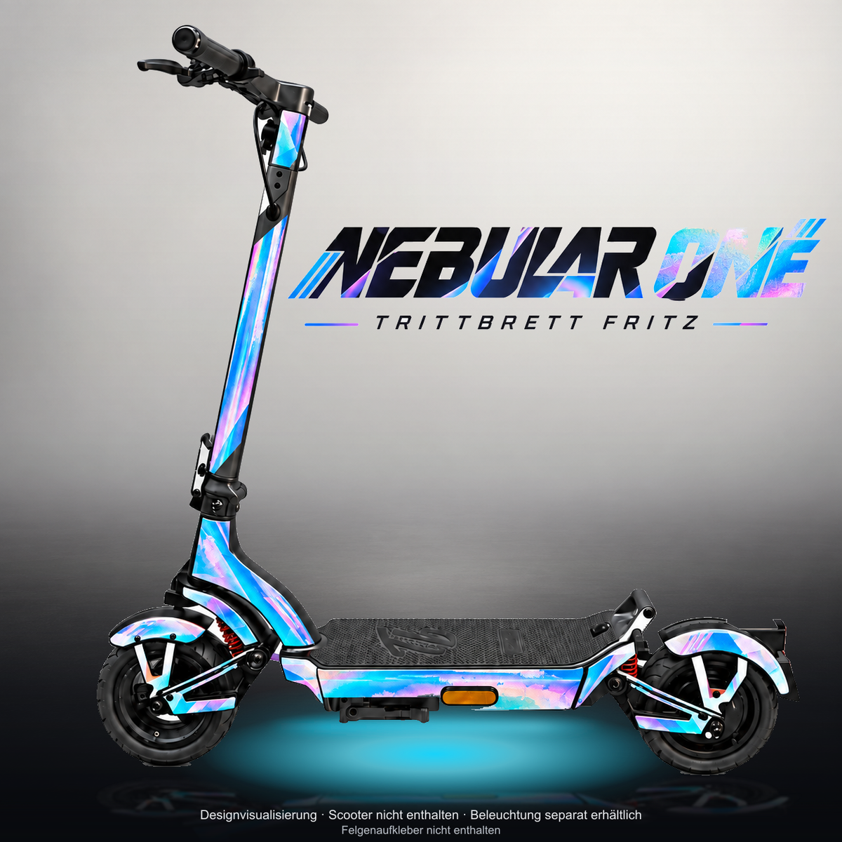 TRITTBRETT FRITZ SKIN | NEBULAR ONE – Studiofoto mit Licht in der Skinfarbe; Scooter und Beleuchtung separat erhältlich