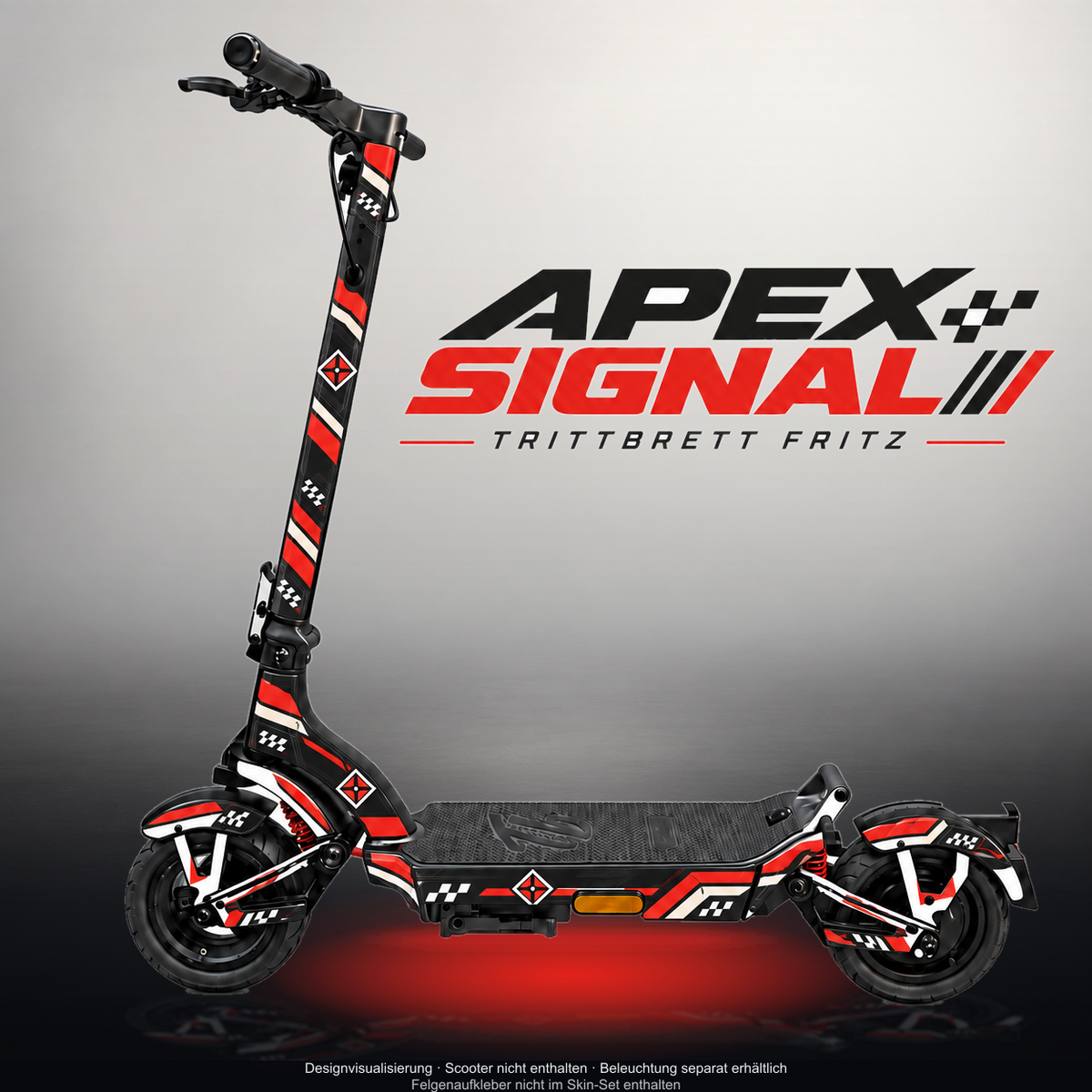 TRITTBRETT FRITZ SKIN | APEX SIGNAL – Designvisualisierung mit Licht in der Skinfarbe; Scooter nicht enthalten, Beleuchtung separat erhältlich