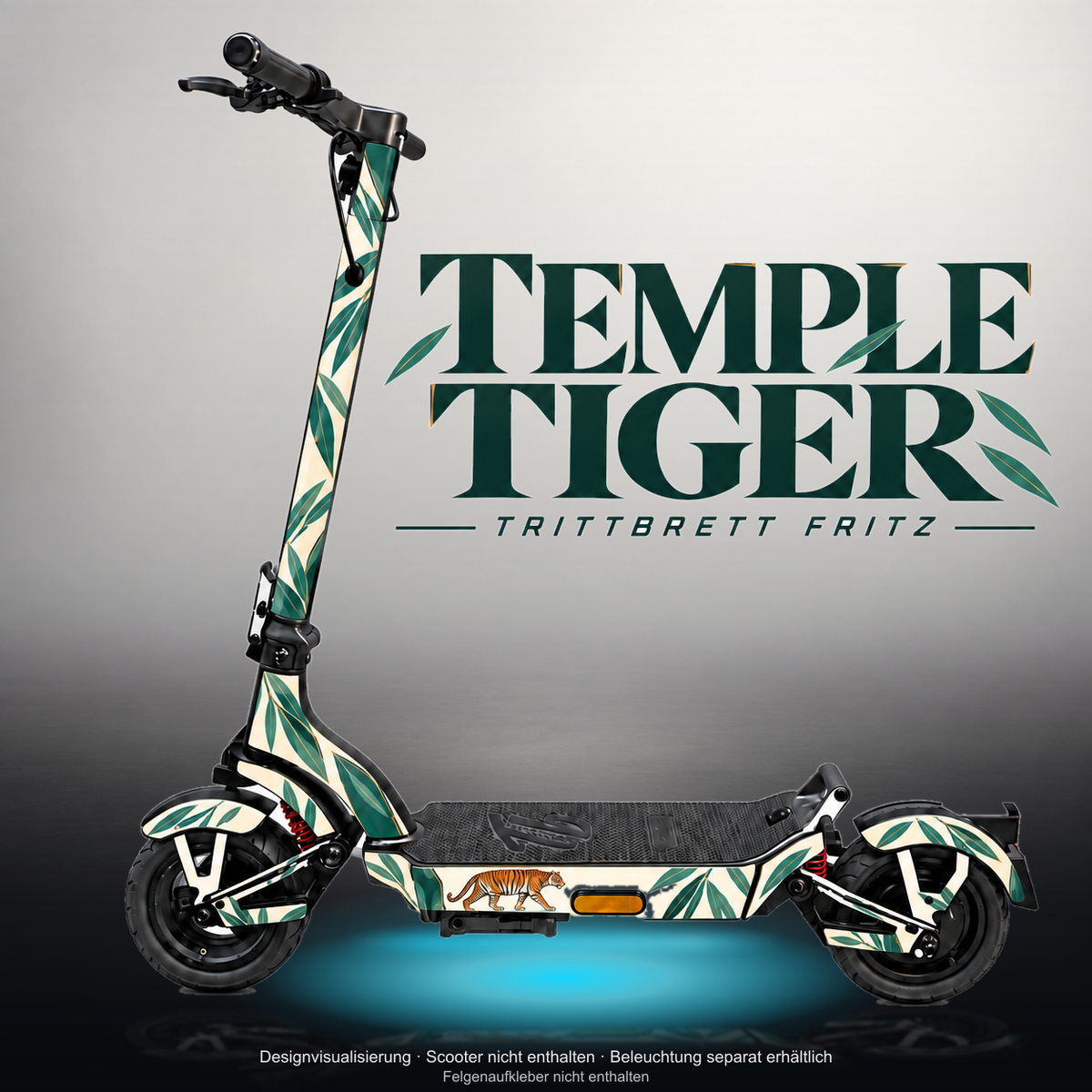 TRITTBRETT FRITZ SKIN | TEMPLE TIGER – Studiofoto mit Licht in der Skinfarbe; Scooter und Beleuchtung separat erhältlich