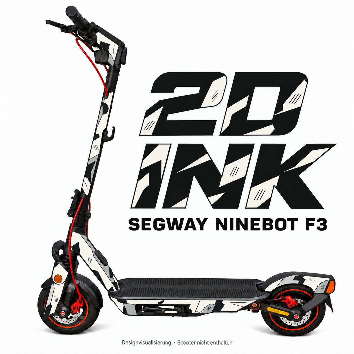 SEGWAY NINEBOT F3 SKIN | 2D INK – Designvisualisierung am passenden Scooter. Scooter nicht enthalten.