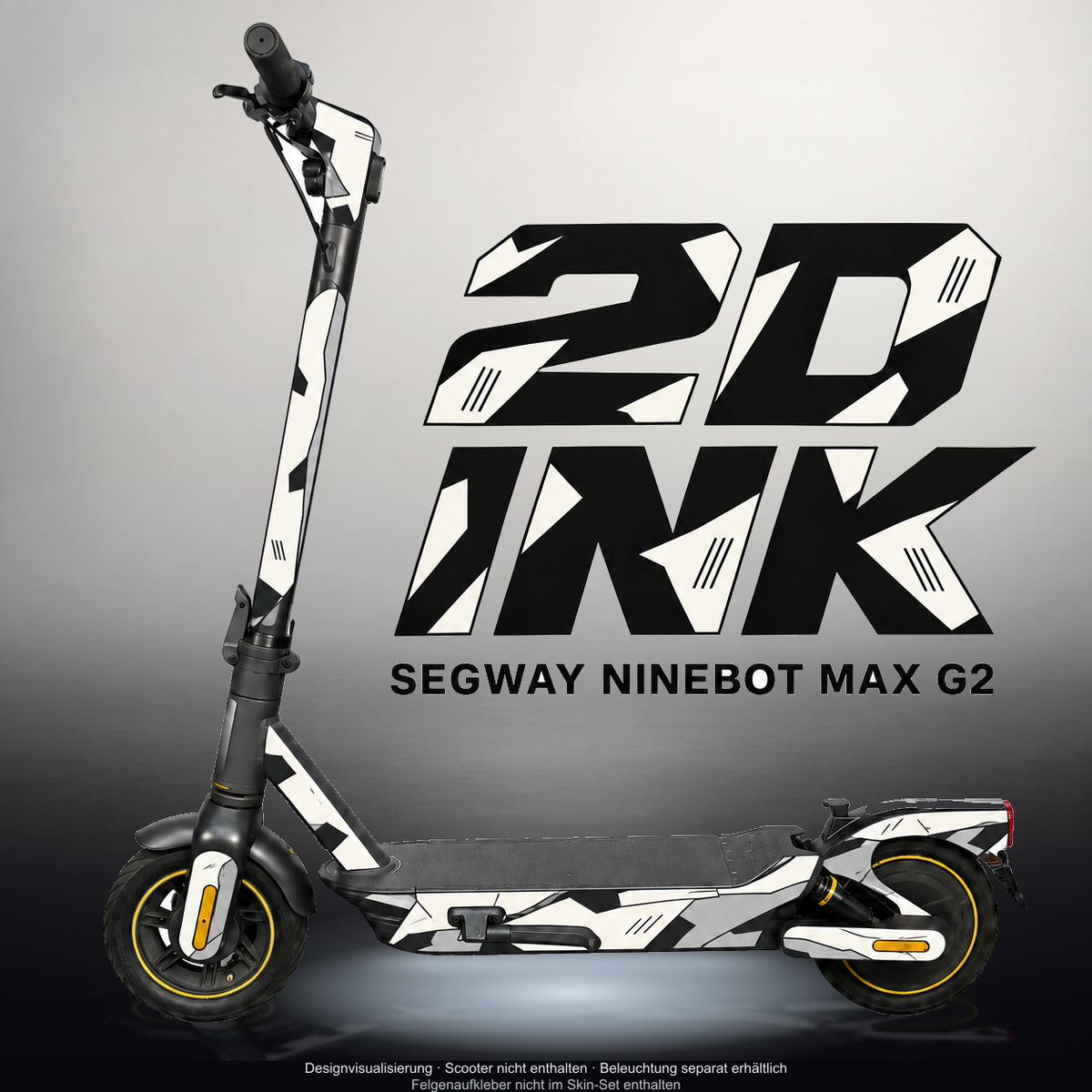 SEGWAY NINEBOT G2 MAX SKIN | 2D INK – Designvisualisierung mit Licht in der Skinfarbe; Scooter nicht enthalten, Beleuchtung separat erhältlich