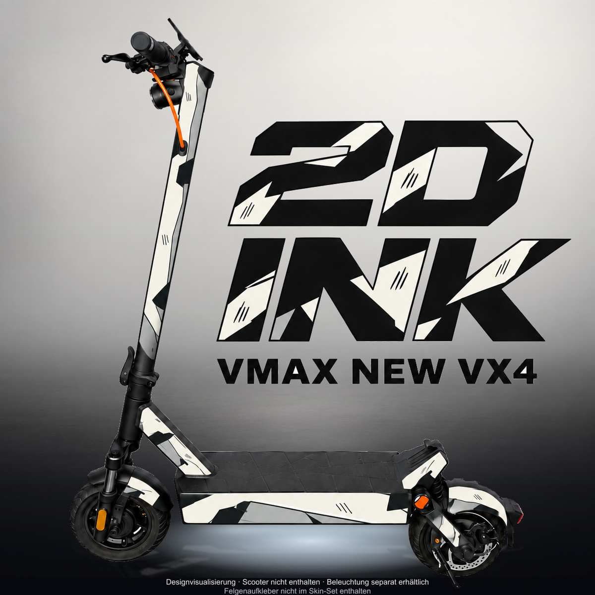 VMAX NEW VX4 SKIN | 2D INK – Designvisualisierung mit Licht in der Skinfarbe; Scooter nicht enthalten, Beleuchtung separat erhältlich