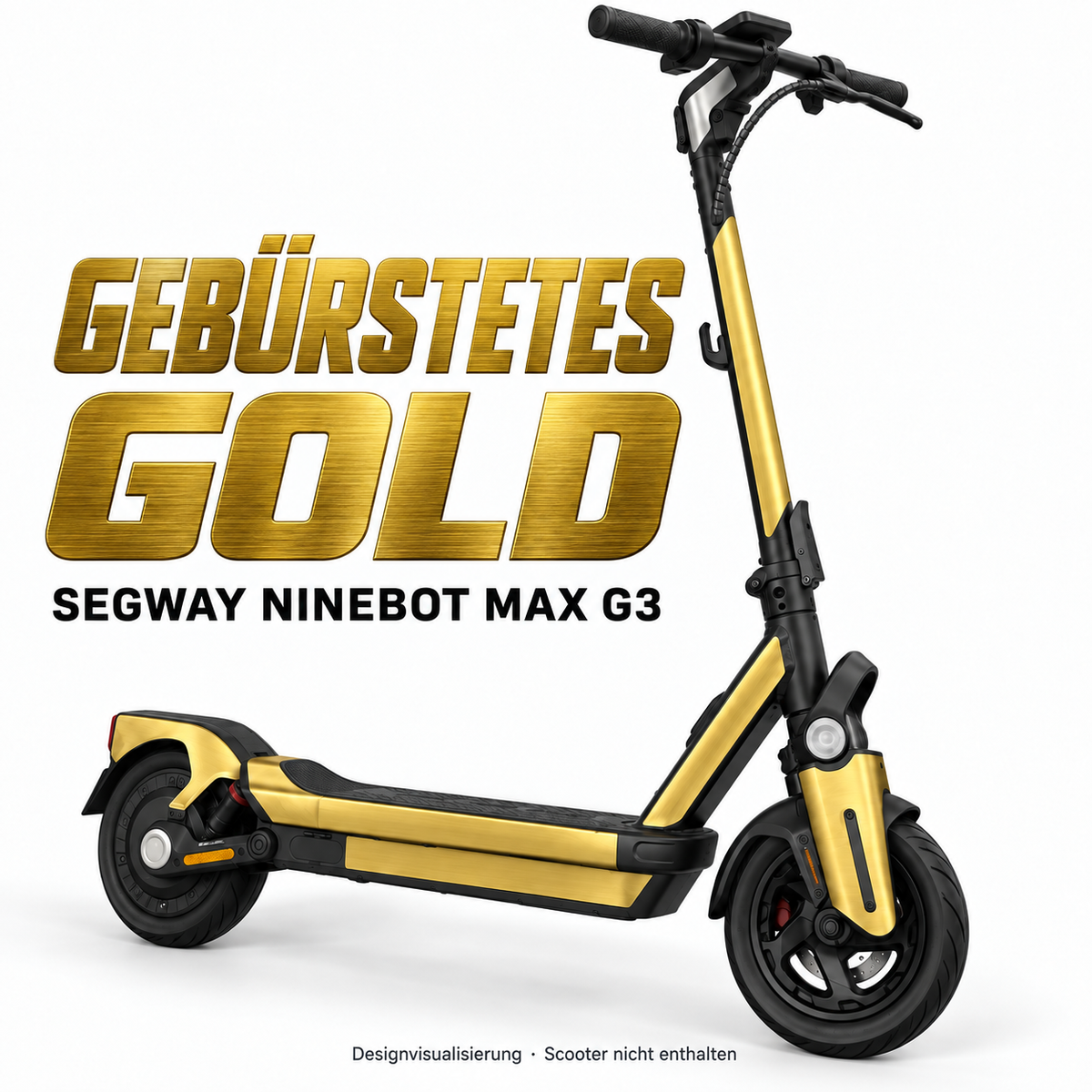 SEGWAY NINEBOT G3 SKIN | GEBÜRSTETES GOLD – Designvisualisierung am passenden Scooter. Scooter nicht enthalten.