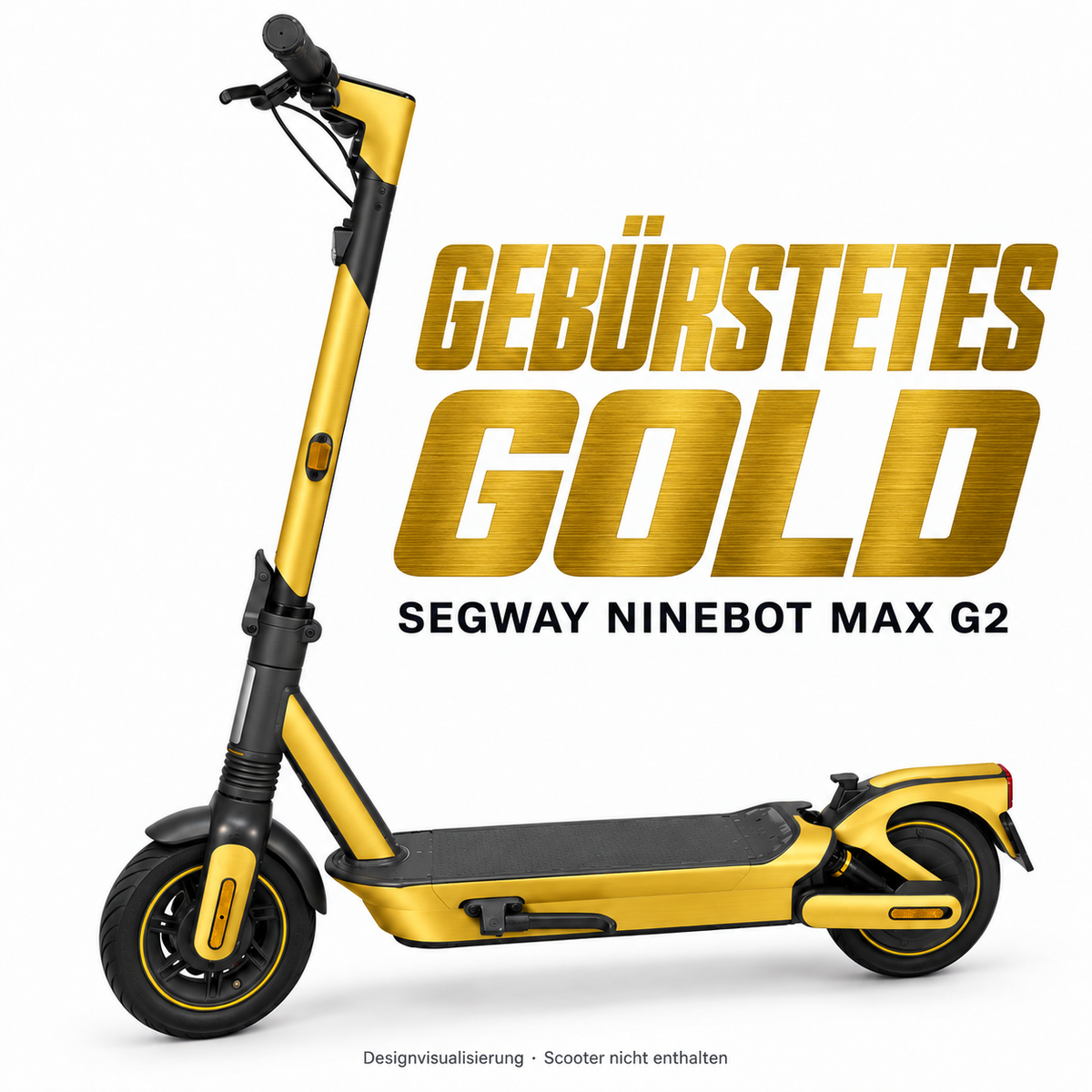 SEGWAY NINEBOT G2 MAX SKIN | GEBÜRSTETES GOLD – Designvisualisierung am passenden Scooter. Scooter nicht enthalten.