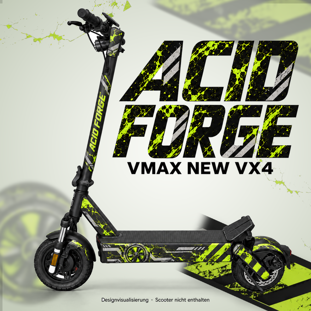 VMAX NEW VX4 SKIN | ACID FORGE – Designvisualisierung am passenden Scooter. Scooter nicht enthalten.