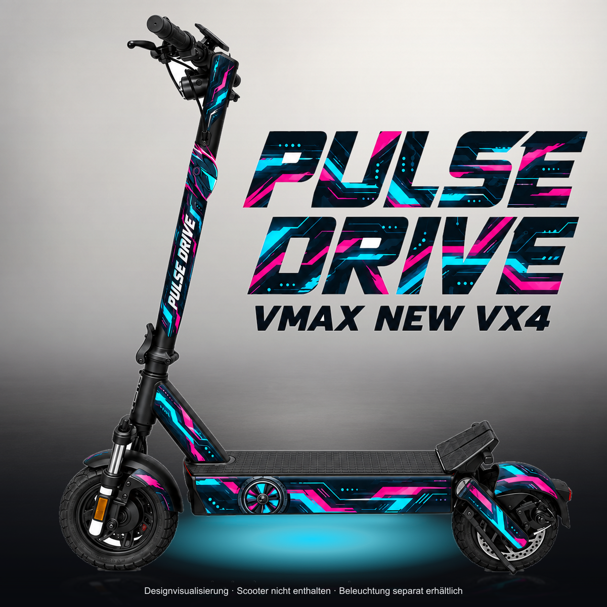 VMAX NEW VX4 SKIN | PULSE DRIVE – Studiofoto mit Licht in der Skinfarbe; Scooter und Beleuchtung separat erhältlich