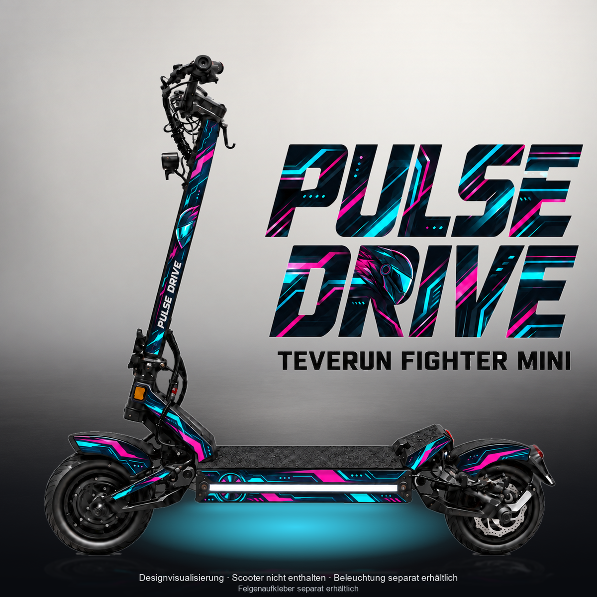 TEVERUN FIGHTER MINI / PRO SKIN | PULSE DRIVE – Studiofoto mit Licht in der Skinfarbe; Scooter und Beleuchtung separat erhältlich