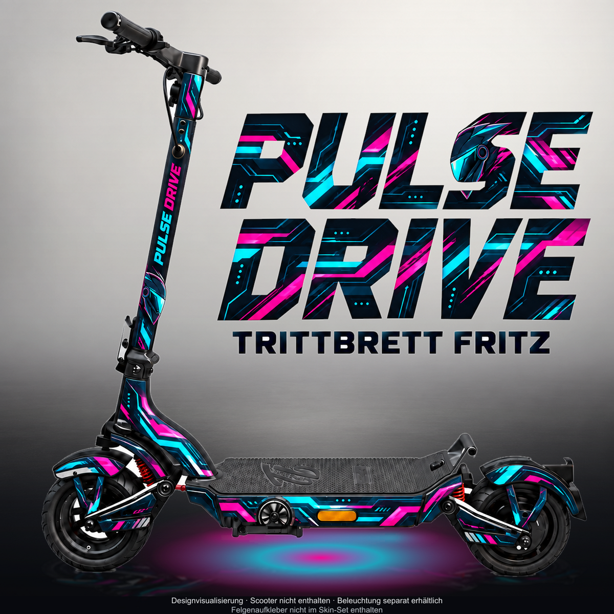 TRITTBRETT FRITZ SKIN | PULSE DRIVE – Designvisualisierung mit Licht in der Skinfarbe; Scooter nicht enthalten, Beleuchtung separat erhältlich