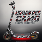 SEGWAY NINEBOT E3 / E3 PRO SKIN | URBAN RED CAMO – Designvisualisierung mit Licht in der Skinfarbe; Scooter nicht enthalten, Beleuchtung separat erhältlich