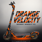 SEGWAY NINEBOT E3 / E3 PRO SKIN | ORANGE VELOCITY – Designvisualisierung mit Licht in der Skinfarbe; Scooter nicht enthalten, Beleuchtung separat erhältlich