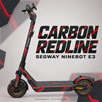 SEGWAY NINEBOT E3 SKIN | CARBON REDLINE – Designvisualisierung am passenden Scooter. Scooter nicht enthalten.