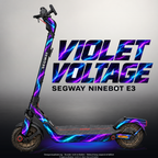 SEGWAY NINEBOT E3 / E3 PRO SKIN | VIOLET VOLTAGE – Designvisualisierung mit Licht in der Skinfarbe; Scooter nicht enthalten, Beleuchtung separat erhältlich