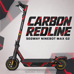 SEGWAY NINEBOT G2 MAX SKIN | CARBON REDLINE – Designvisualisierung am passenden Scooter. Scooter nicht enthalten.
