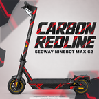 SEGWAY NINEBOT G2 MAX SKIN | CARBON REDLINE – Designvisualisierung mit optionalem Lichteffekt. Beleuchtung und Reifenaufkleber separat erhältlich. Scooter nicht enthalten.