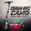 SEGWAY NINEBOT G3 / G3 D / G3 E SKIN | URBAN RED CAMO – Designvisualisierung mit Licht in der Skinfarbe; Scooter nicht enthalten, Beleuchtung separat erhältlich