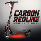 SEGWAY NINEBOT G3 / G3 D / G3 E SKIN | CARBON REDLINE – Studiofoto mit Licht in der Skinfarbe; Scooter und Beleuchtung separat erhältlich