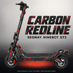 SEGWAY NINEBOT GT3 SKIN | CARBON REDLINE – Studiofoto mit Licht in der Skinfarbe; Scooter und Beleuchtung separat erhältlich
