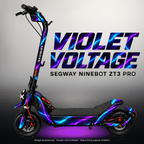 SEGWAY NINEBOT ZT3 PRO / ZT3 PRO D SKIN | VIOLET VOLTAGE – Studiofoto mit Licht in der Skinfarbe; Scooter und Beleuchtung separat erhältlich