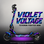 TEVERUN FIGHTER MINI / PRO SKIN | VIOLET VOLTAGE – Designvisualisierung mit Licht in der Skinfarbe; Scooter nicht enthalten, Beleuchtung separat erhältlich