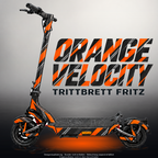 TRITTBRETT FRITZ SKIN | ORANGE VELOCITY – Designvisualisierung mit Licht in der Skinfarbe; Scooter nicht enthalten, Beleuchtung separat erhältlich