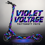 TRITTBRETT FRITZ SKIN | VIOLET VOLTAGE – Designvisualisierung mit Licht in der Skinfarbe; Scooter nicht enthalten, Beleuchtung separat erhältlich