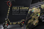 SEGWAY NINEBOT G3 / G3 D / G3 E SKIN | FIELD ARMOR – Holo-Effekt simuliert; +24,99 EUR Aufpreis. Digitale Materialsimulation, keine physische Druckprobe. Nur Body-Skin; Trittbrett und Felgenaufkleber separat; Scooter nicht enthalten.