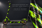SEGWAY NINEBOT E3 / E3 PRO SKIN | TOXIC GRID – Holo-Effekt simuliert; +24,99 EUR Aufpreis. Digitale Materialsimulation, keine physische Druckprobe. Nur Body-Skin; Trittbrett und Felgenaufkleber separat; Scooter nicht enthalten.