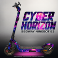 SEGWAY NINEBOT E3 / E3 PRO SKIN | CYBER HORIZON – Studiofoto mit Licht in der Skinfarbe; Scooter und Beleuchtung separat erhältlich