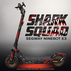 SEGWAY NINEBOT E3 / E3 PRO SKIN | SHARK SQUAD – Studiofoto mit Licht in der Skinfarbe; Scooter und Beleuchtung separat erhältlich