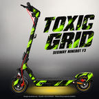 SEGWAY NINEBOT F3 / F3 PRO SKIN | TOXIC GRID – Studiofoto mit Licht in der Skinfarbe; Scooter und Beleuchtung separat erhältlich