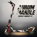 SEGWAY NINEBOT F3 / F3 PRO SKIN | AURUM MARBLE – Studiofoto mit Licht in der Skinfarbe; Scooter und Beleuchtung separat erhältlich
