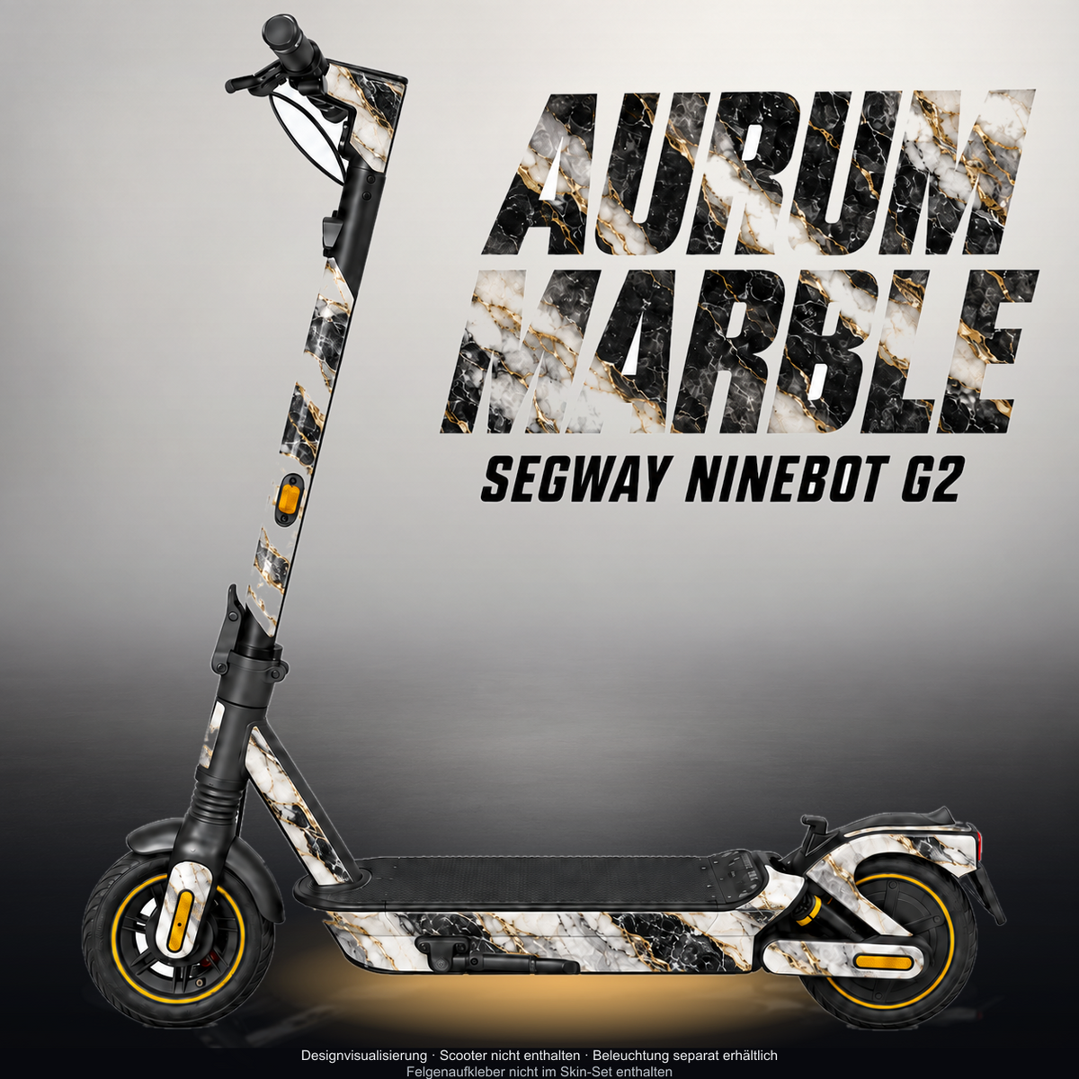 SEGWAY NINEBOT G2 MAX SKIN | AURUM MARBLE – Designvisualisierung mit Licht in der Skinfarbe; Scooter nicht enthalten, Beleuchtung separat erhältlich