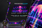 SEGWAY NINEBOT G2 MAX SKIN | CYBER HORIZON – Holo-Effekt simuliert; +24,99 EUR Aufpreis. Digitale Materialsimulation, keine physische Druckprobe. Nur Body-Skin; Trittbrett und Felgenaufkleber separat; Scooter nicht enthalten.