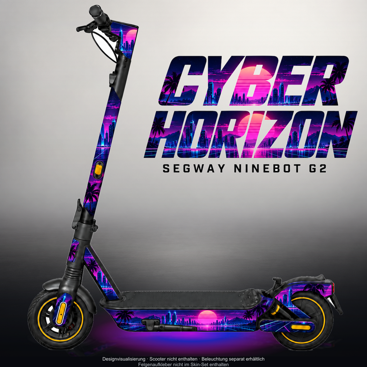 SEGWAY NINEBOT G2 MAX SKIN | CYBER HORIZON – Designvisualisierung mit Licht in der Skinfarbe; Scooter nicht enthalten, Beleuchtung separat erhältlich