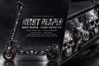 SEGWAY NINEBOT GT3 SKIN | NIGHT REAPER – Holo-Effekt simuliert; +24,99 EUR Aufpreis. Digitale Materialsimulation, keine physische Druckprobe. Nur Body-Skin; Trittbrett und Felgenaufkleber separat; Scooter nicht enthalten.