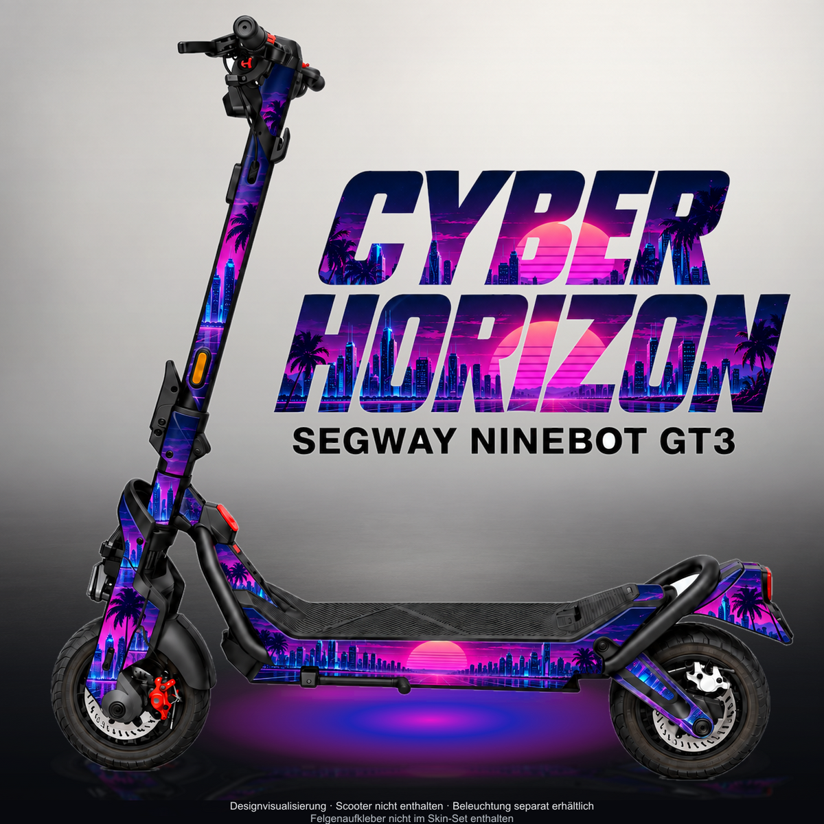 SEGWAY NINEBOT GT3 SKIN | CYBER HORIZON – Designvisualisierung mit Licht in der Skinfarbe; Scooter nicht enthalten, Beleuchtung separat erhältlich